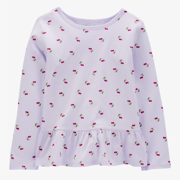 Carter's Other - Carter's UGC Girls Sz Large Purple Cherry Print Long Sleeve Tee Red Green Poplin